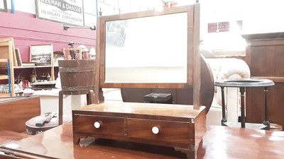 Lot 944 - Nineteenth century mahogany toilet mirror with two drawers on bracket feet, 39.5cm wide, 45cm high