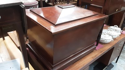 Lot 945 - Nineteenth century mahogany sarcophagus cellarette with hinged rising lid and baize lined interior, 75cm wide, 59cm deep, 58cm high