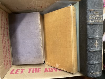Lot 190 - Large collection of books, including decorative bindings, Grimms Fairy Tales illustrated by Rackham and others (4 boxes)
