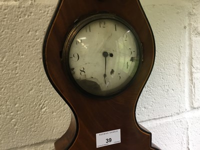 Lot 39 - 19th century banjo-shaped barometer thermometer in inlaid mahogany case