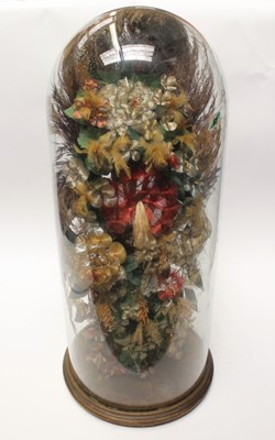 Lot 855 - Elaborate dry flower arrangement under large glass dome