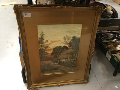 Lot 388 - Two Victorian watercolours and an oval mirror (3)