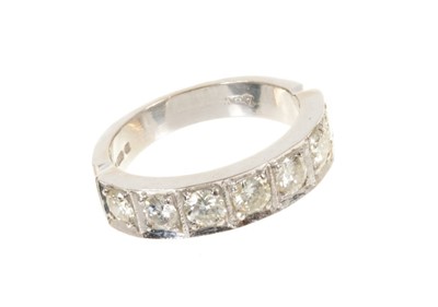 Lot 583 - Diamond half hoop eternity ring with seven brilliant cut diamonds in 18ct white gold setting, estimated total diamond weight approximately 1.00ct