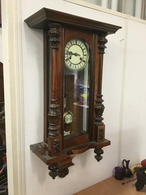 Lot 338 - Early 20th century Walnut cased Vienna regulator wall clock