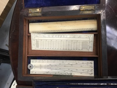 Lot 64 - Three 19th century mathematical instrument sets and inlaid cribbage board