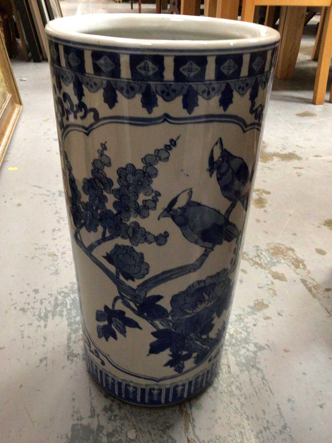 Lot 598 - Chinese blue and white umbrella stand