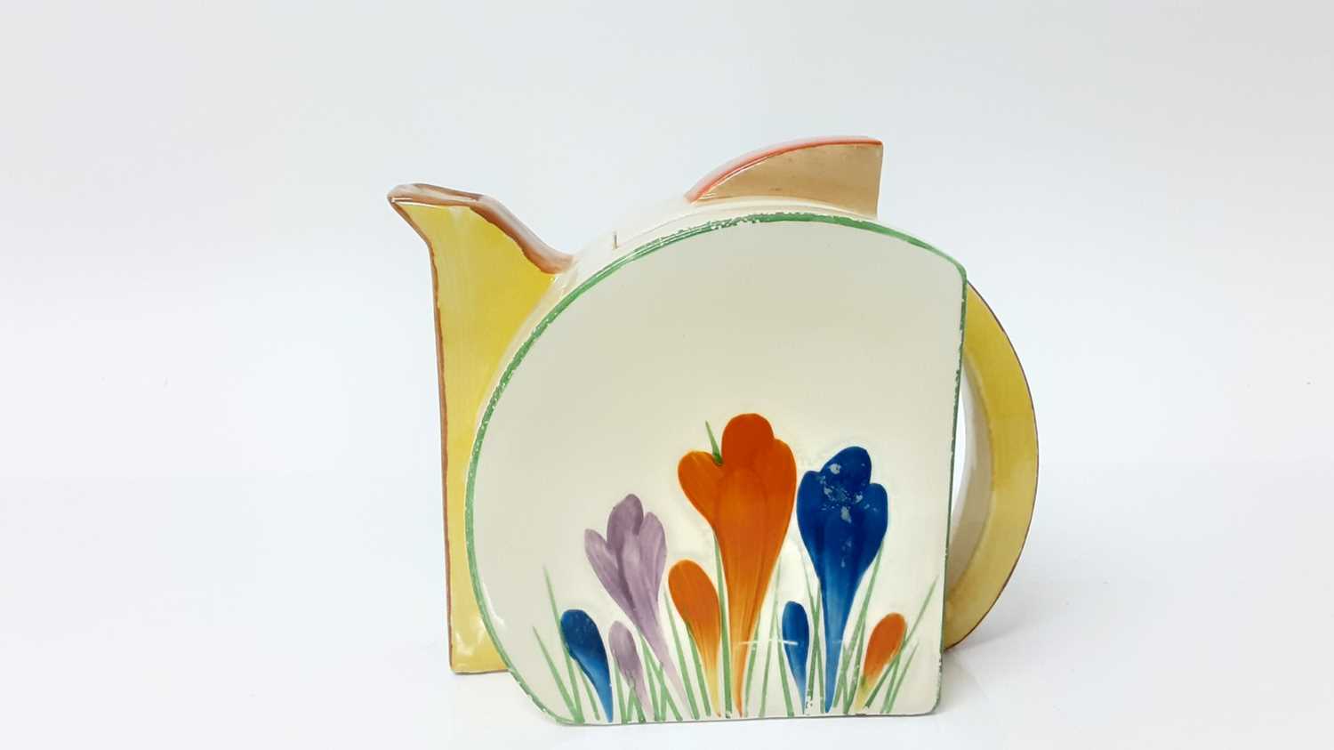 Lot 1130 - Clarice Cliff Stamford Bizarre range Crocus pattern teapot