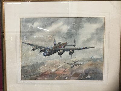 Lot 219 - Stanley T Gleed (20th century) group of three watercolours depicting aircraft, each signed and two titled, the largest 34 x 46cm, glazed frames