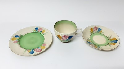 Lot 1024 - Clarice Cliff Crocus pattern trio