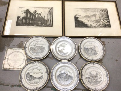Lot 319 - Six New Porcelain Collection limited edition Colchester plates and two Colchester prints in glazed frames