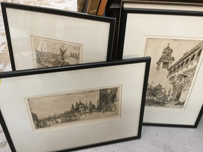 Lot 396 - Map of East Anglia in glazed frame, together with framed prints and etchings