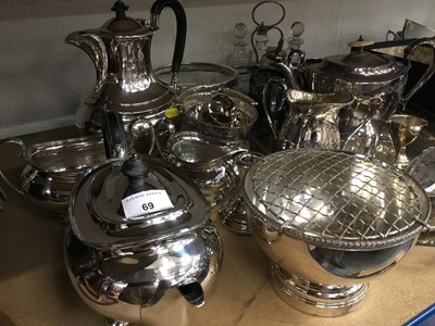 Lot 69 - Silver plated four piece tea set and lot plated ware