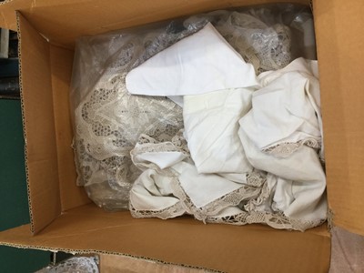 Lot 425 - One box of lace, lined and other textiles