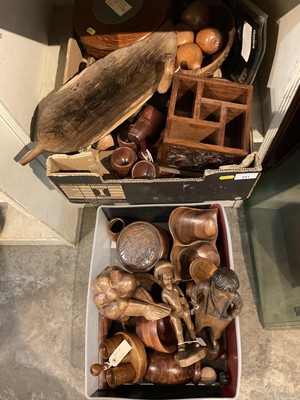 Lot 241 - Collection of wooden ornaments and treen, other ornaments and sundries