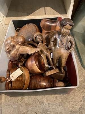 Lot 241 - Collection of wooden ornaments and treen, other ornaments and sundries
