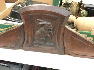 Lot 432 - Carved oak panel depicting a Hare