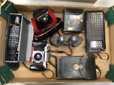 Lot 438 - Practical camera with 1:2.8/50 lens, Stellascope, USSR radio, Lieberman & Gortz 8 x 40 binoculars and other items