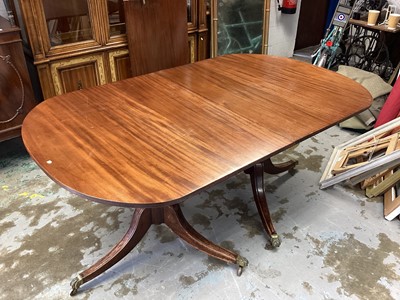 Lot 1005 - Georgian style mahogany twin pedestal dining table, 166cm  x 100cm and pembroke table