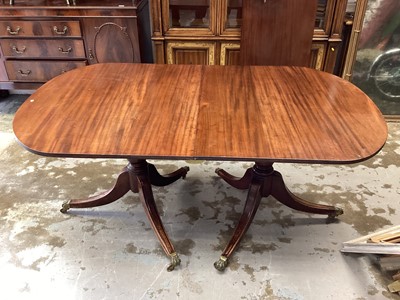 Lot 1005 - Georgian style mahogany twin pedestal dining table, 166cm  x 100cm and pembroke table