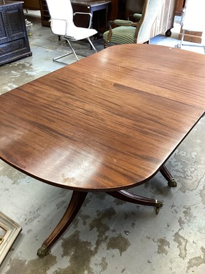 Lot 1005 - Georgian style mahogany twin pedestal dining table, 166cm  x 100cm and pembroke table