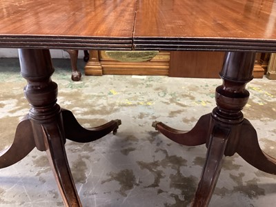 Lot 1005 - Georgian style mahogany twin pedestal dining table, 166cm  x 100cm and pembroke table