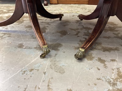 Lot 1005 - Georgian style mahogany twin pedestal dining table, 166cm  x 100cm and pembroke table