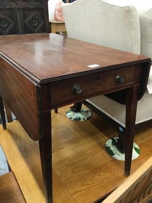 Lot 1005 - Georgian style mahogany twin pedestal dining table, 166cm  x 100cm and pembroke table