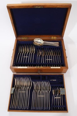 Lot 355 - Composite set of early 20th century silver Old English pattern flatware in a fitted box.