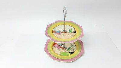 Lot 1141 - Clarice Cliff Bizarre range two-tier cake stand