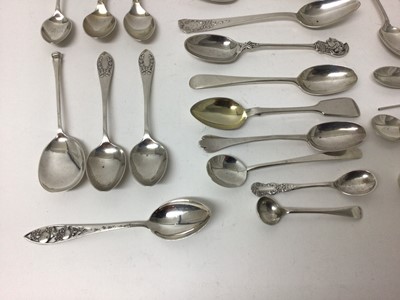 Lot 231 - Assorted 19th and 20th century silver tea and salt spoons, and a pair of sugar nips