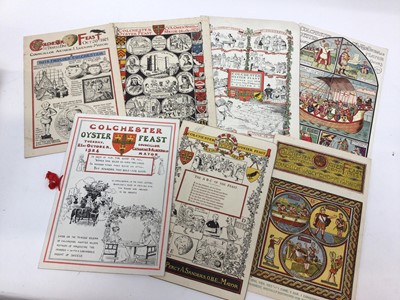 Lot 1404 - Colchester Oyster feast Menus, Toast Lists, Programmes etc. Earliest item dated 1896 then 1901,1905,1907, 1908, 1911, 1912, 1913, 1919 - 1927 and a selection from 1930's to 2000's (70+).  Plus a 19...