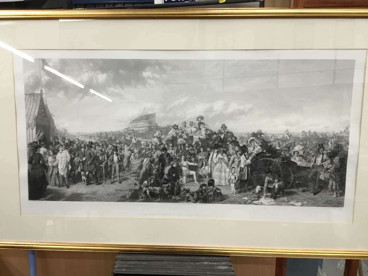 Lot 91 - Large Victorian engraving Derby Day after W P Frith RA in glazed frame