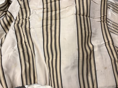 Lot 95 - Pair good quality striped interlined curtains with tie backs