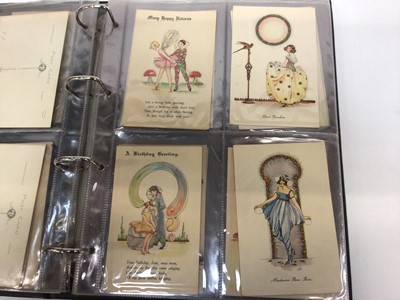 Lot 1408 - Postcards - Art Deco artist drawn cards by C. E. Shand including The Cigarette, The Fairy Queen, Madame Pom-Pom, His First Proposal, The Nautch Girl and other. (30).