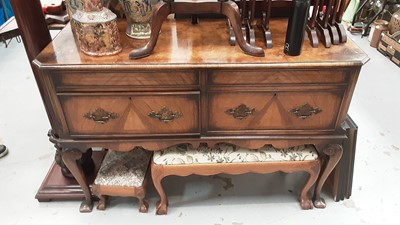 Lot 843 - Good quality walnut two drawer table with crossbanded decoration on cabriole legs