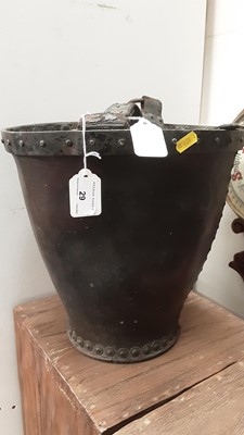 Lot 29 - Antique leather fire bucket