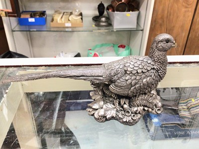 Lot 638 - Country Artists silver model of a game bird, 19.5cm long