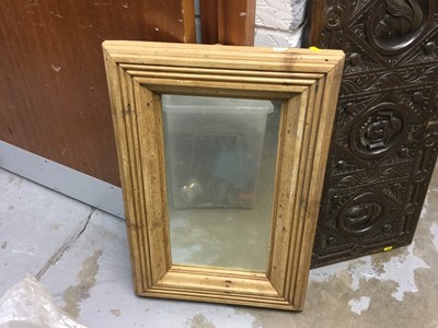 Lot 1090 - Small rectangular antique pine wall mirror