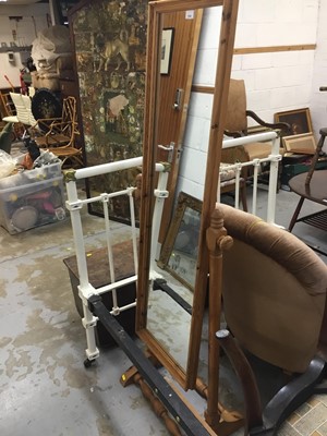 Lot 1094 - Pine framed cheval mirror