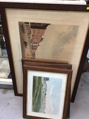 Lot 641 - Five framed prints of 19th century town and estate scenes, including Nottingham