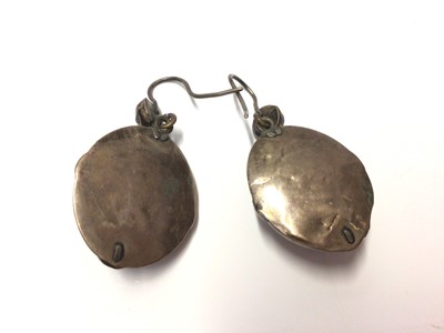 Lot 6 - Pair Victorian white metal mourning earrings