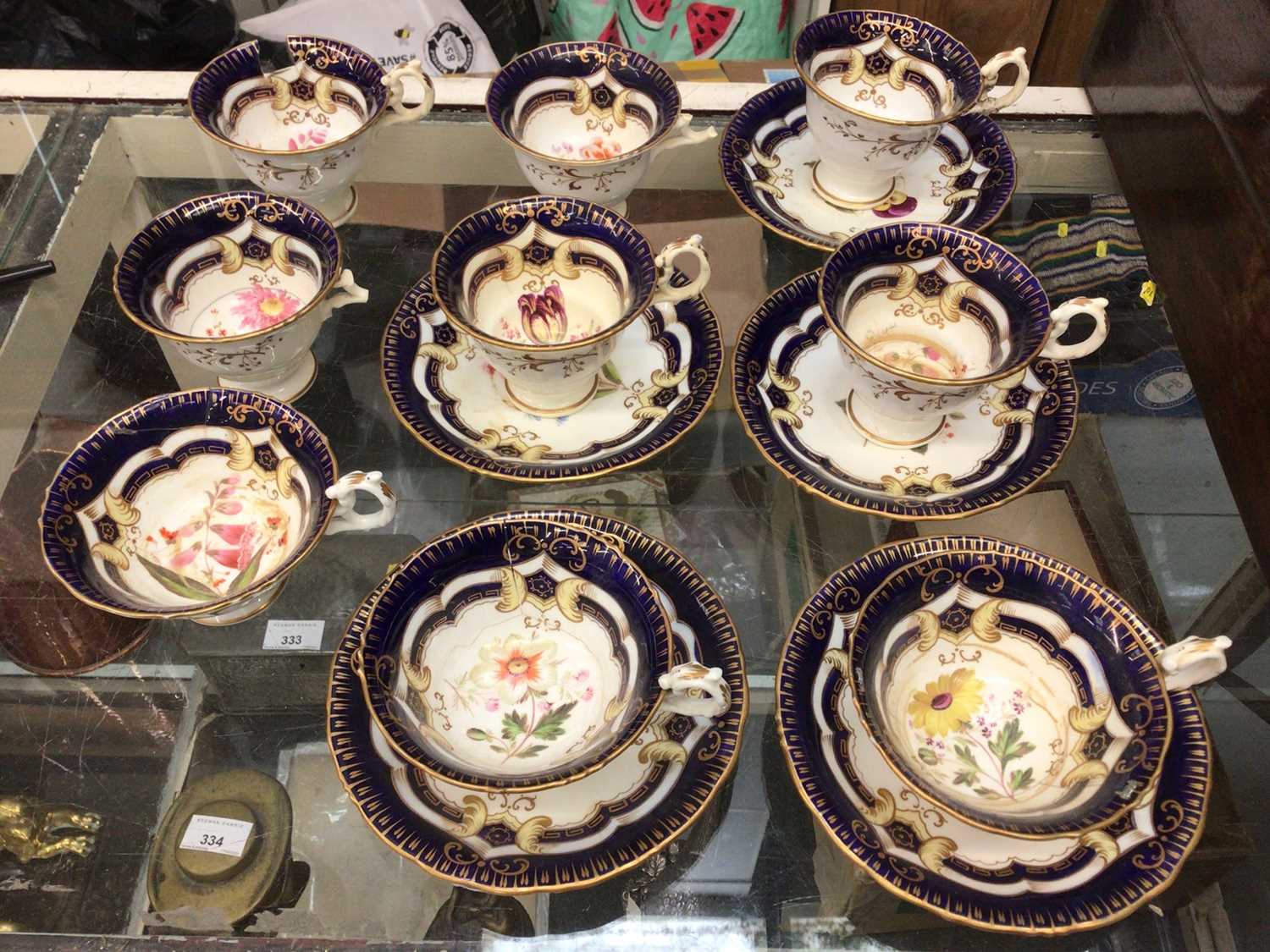 Lot 87 - Victorian floral painted tea cups and saucers