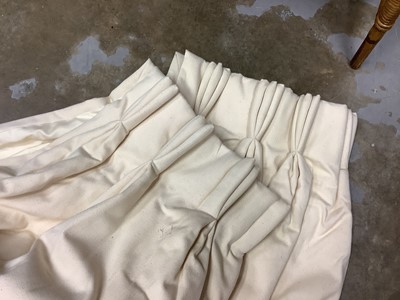 Lot 119 - Two pairs of Cream lining mix triple pinch pleat lined and interlined curtains (4) pleated tops measuring 82cm x2  ,77cm ,70cm length approximately 210cm