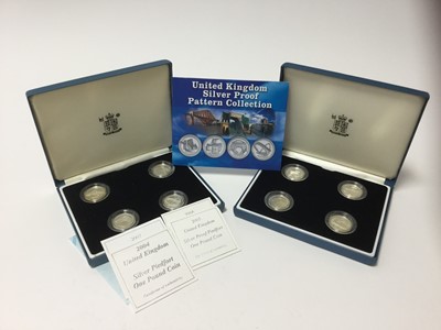 Lot 419 - G.B. - Royal Mint silver proof four £1 coin sets x 2 to include pounds dated 2004, 2005, 2006, 2007 (N.B. One set noted to be piedfort, both cased with Certificates of Authenticity) (2 coin sets)