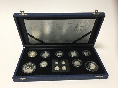 Lot 422 - G.B. - Royal Mint silver proof  '80th Birthday' thirteen coin set 2006 (N.B. Includes Maundy coins) (N.B. Cased with Certificates of Authenticity) (1 coin set)