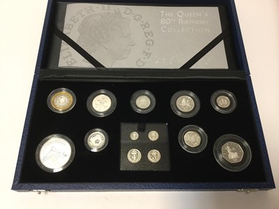 Lot 422 - G.B. - Royal Mint silver proof  '80th Birthday' thirteen coin set 2006 (N.B. Includes Maundy coins) (N.B. Cased with Certificates of Authenticity) (1 coin set)