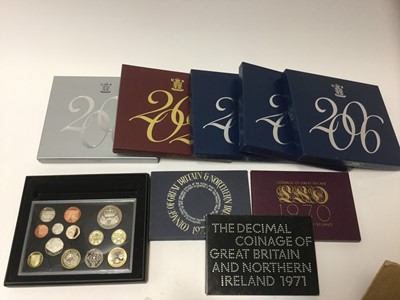 Lot 424 - G.B. - Royal Mint proof sets to include 1970, 1971, 1972, 2000, 2002, 2004, 2005, 2006, 2010 (N.B. All cased with Certificates of Authenticity) (9 coin sets)