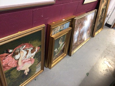 Lot 491 - Quantity of large framed pictures and embroideries