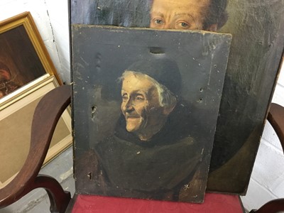 Lot 487 - Oil on canvas portrait of a man and another oil on canvas portrait of a monk (2)