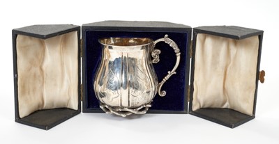 Lot 324 - Victorian cased silver christening cup